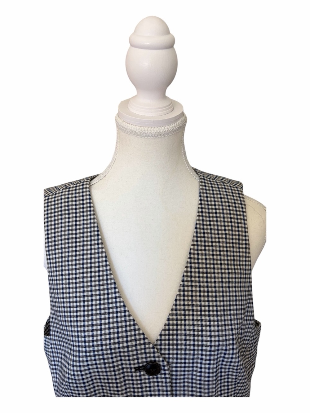 Madewell Sz 12 Waisted Houndstooth Vest In Yarn Die Wool Blend 4 Buttons Lined - Picture 4 of 12